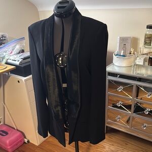 Like New Helmut Lang Fur & Fabric Black Blazer size 4